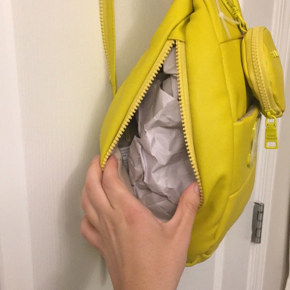 Steve Madden Yellow Puffy Leather Sling Backpack - Picture 7 of 17
